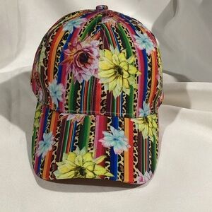 Colorful Floral Striped Cap